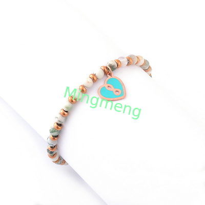 Natürliche Steinkette Pfirsich-Herz-Armband, Damen-minimalistisches Design, Damen-Armband