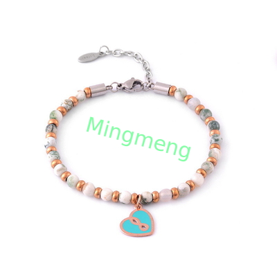 Natürliche Steinkette Pfirsich-Herz-Armband, Damen-minimalistisches Design, Damen-Armband