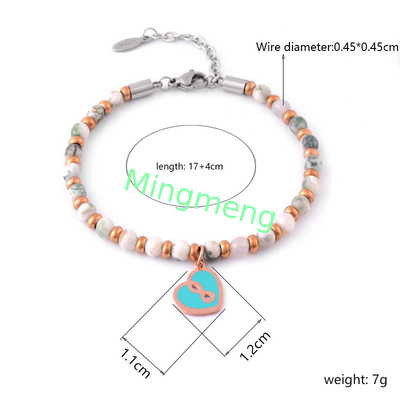 Natürliche Steinkette Pfirsich-Herz-Armband, Damen-minimalistisches Design, Damen-Armband