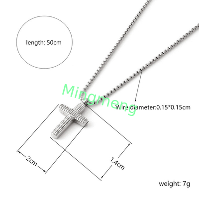 Kette aus Edelstahl, weißgoldene Kreuzhänger mit frischen Diamanten und vollständigem Diamantkreuz