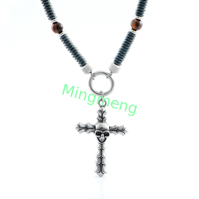 Retro-Hip-Hop-Kreuzschädel aus Edelstahl, trendiger Freund-Halsband