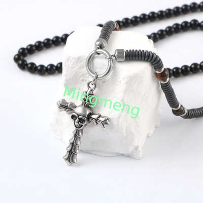 Retro-Hip-Hop-Kreuzschädel aus Edelstahl, trendiger Freund-Halsband