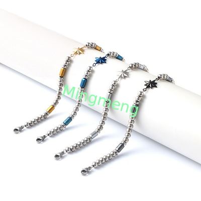 (auf maßgeschneidert) Edelstahl-Armband für Männer, achteckiger Stern im persischen Stil trendiges Schwarzstein-Armband für Männer