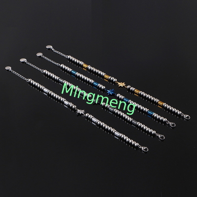 (auf maßgeschneidert) Edelstahl-Armband für Männer, achteckiger Stern im persischen Stil trendiges Schwarzstein-Armband für Männer