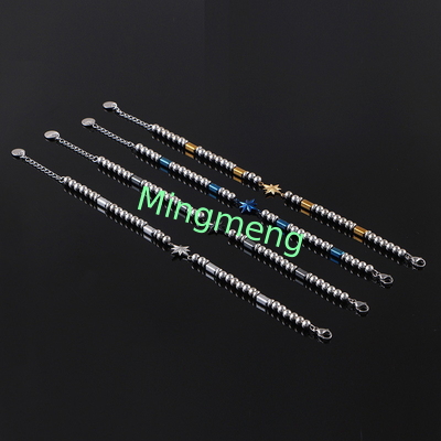 (auf maßgeschneidert) Edelstahl-Armband für Männer, achteckiger Stern im persischen Stil trendiges Schwarzstein-Armband für Männer