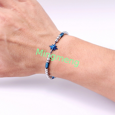 (auf maßgeschneidert) Edelstahl-Armband für Männer, achteckiger Stern im persischen Stil trendiges Schwarzstein-Armband für Männer