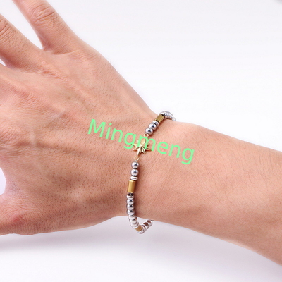 (auf maßgeschneidert) Edelstahl-Armband für Männer, achteckiger Stern im persischen Stil trendiges Schwarzstein-Armband für Männer