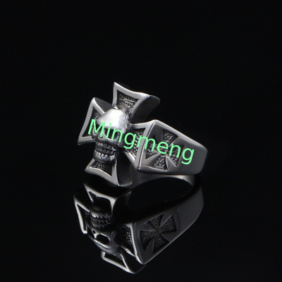 Retro Kreuz Schädel Edelstahl Ring Titanium Punk Trendy Stil