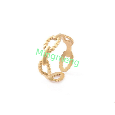 Einfacher, modischer, vielseitiger, personalisierter Ring mit goldverstellbarem Titanstahlöffnungsring