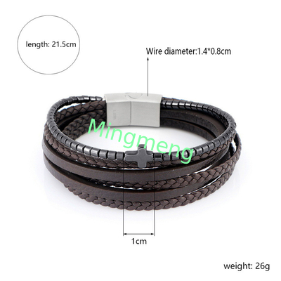 Neues Edelstahl-Leder-Mann-Leder-Armband, europäisches und amerikanisches Trendy Personalisiertes Vielseitig-Armband