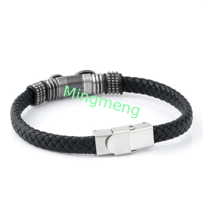 Magnetische Schnalle aus gestricktem Leder für Männer, trendiges Bootsankerdesign, vielseitiges Herrenarmband