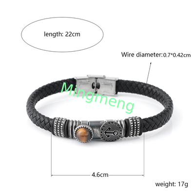 Magnetische Schnalle aus gestricktem Leder für Männer, trendiges Bootsankerdesign, vielseitiges Herrenarmband