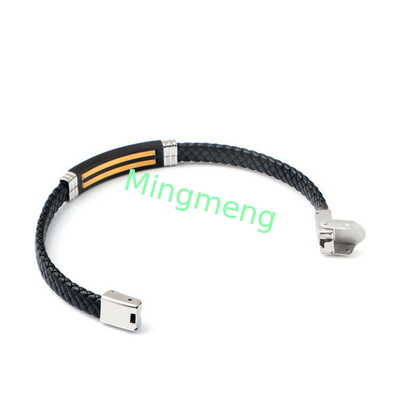 Lederseil-Armband trendige Retro-Leder gewebte Edelstahl-Männer-Armband modisch