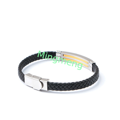 Lederseil-Armband trendige Retro-Leder gewebte Edelstahl-Männer-Armband modisch