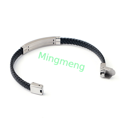 Lederseil-Armband trendige Retro-Leder gewebte Edelstahl-Männer-Armband modisch