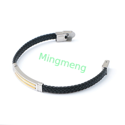 Lederseil-Armband trendige Retro-Leder gewebte Edelstahl-Männer-Armband modisch