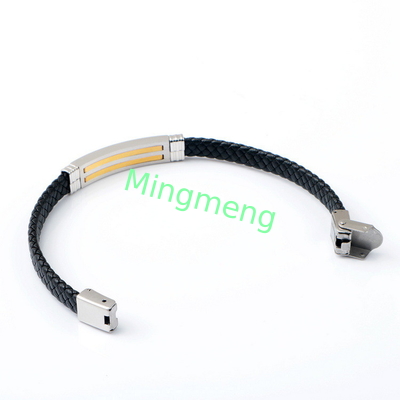 Lederseil-Armband trendige Retro-Leder gewebte Edelstahl-Männer-Armband modisch