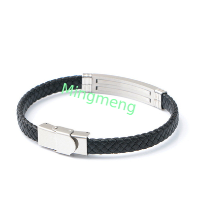 Lederseil-Armband trendige Retro-Leder gewebte Edelstahl-Männer-Armband modisch