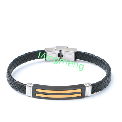 Lederseil-Armband trendige Retro-Leder gewebte Edelstahl-Männer-Armband modisch