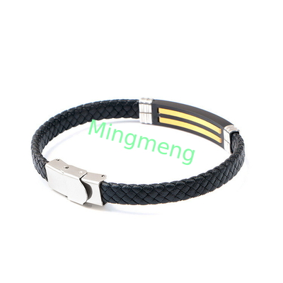 Lederseil-Armband trendige Retro-Leder gewebte Edelstahl-Männer-Armband modisch