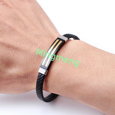 Lederseil-Armband trendige Retro-Leder gewebte Edelstahl-Männer-Armband modisch