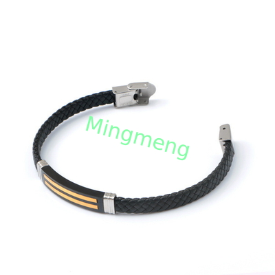 Lederseil-Armband trendige Retro-Leder gewebte Edelstahl-Männer-Armband modisch