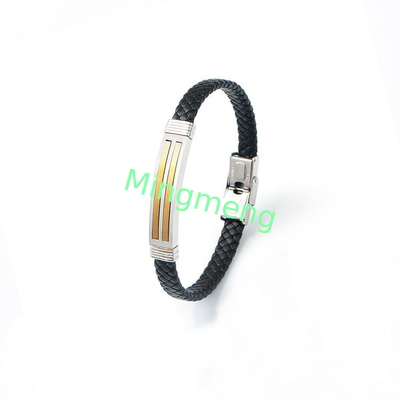 Lederseil-Armband trendige Retro-Leder gewebte Edelstahl-Männer-Armband modisch