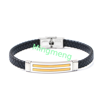 Lederseil-Armband trendige Retro-Leder gewebte Edelstahl-Männer-Armband modisch