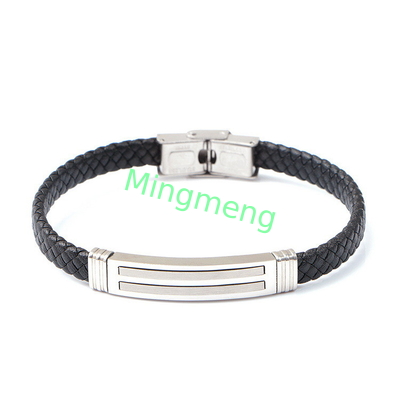 Lederseil-Armband trendige Retro-Leder gewebte Edelstahl-Männer-Armband modisch
