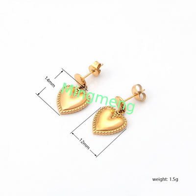 Edelstahl-Herz-förmige goldene Ohrringe für Damen mit personalisierten Pfirsich-Herz-Design-Ohrringe