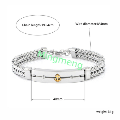 Edelstahl-Dominating-Kette-Anker personalisierte Herren-Armband Hip-Hop Nischen-Design