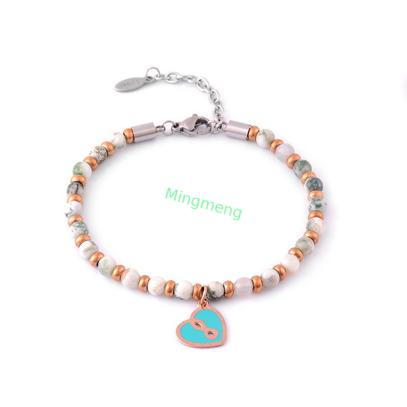 Natürliche Steinkette Pfirsich-Herz-Armband, Damen-minimalistisches Design, Damen-Armband