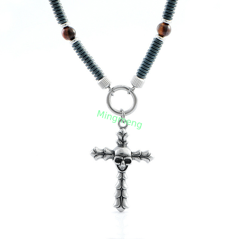 Retro-Hip-Hop-Kreuzschädel aus Edelstahl, trendiger Freund-Halsband