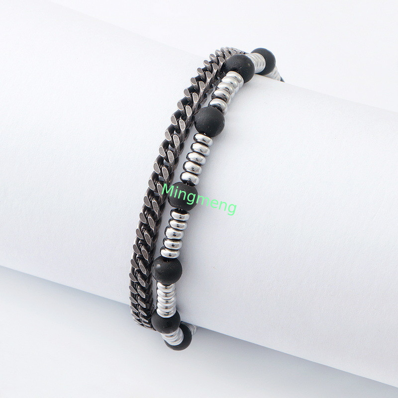 Verstellbares Klammerketten-Armband Vielseitiges Herrenzubehör mit einzigartiger Gallensteinverzierung und modernem minimalistischen Design