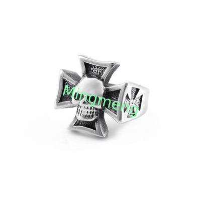 Retro Kreuz Schädel Edelstahl Ring Titanium Punk Trendy Stil