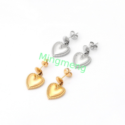 Edelstahl-Herz-förmige goldene Ohrringe für Damen mit personalisierten Pfirsich-Herz-Design-Ohrringe