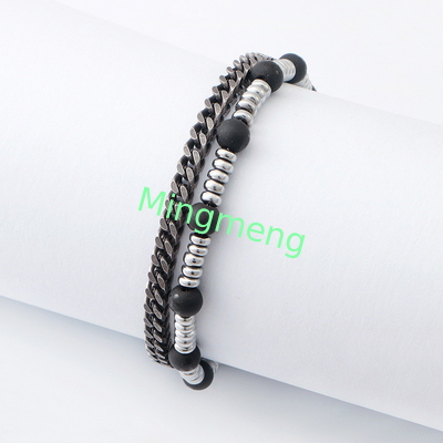 Verstellbares Klammerketten-Armband Vielseitiges Herrenzubehör mit einzigartiger Gallensteinverzierung und modernem minimalistischen Design